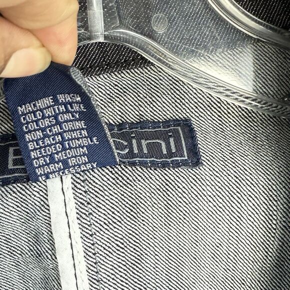 Denim Jacket BACCINI Womens Long Sleeve Buttoned Black Size M - Picture 16 of 16